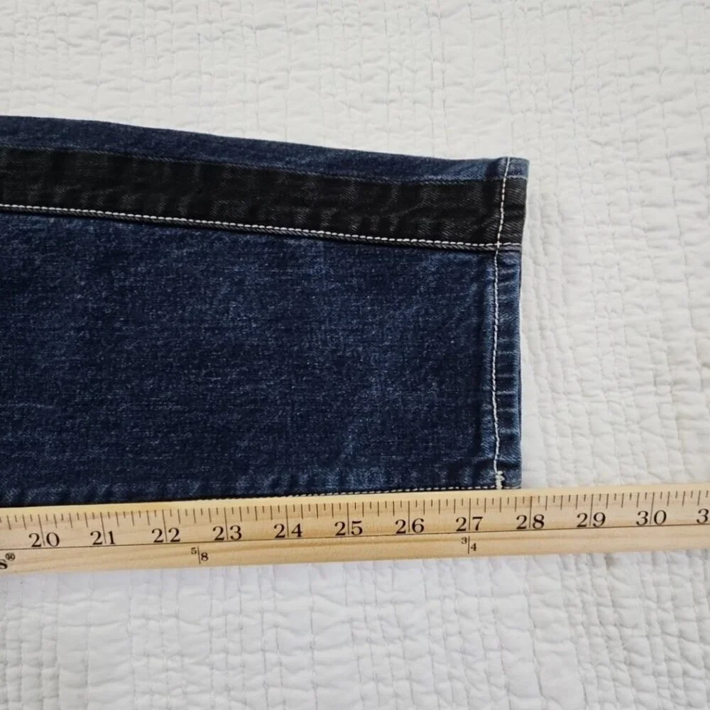 True Religion Marco Jeans Men's 34x28 Color Block Black Blue Tapered Stretch EUC